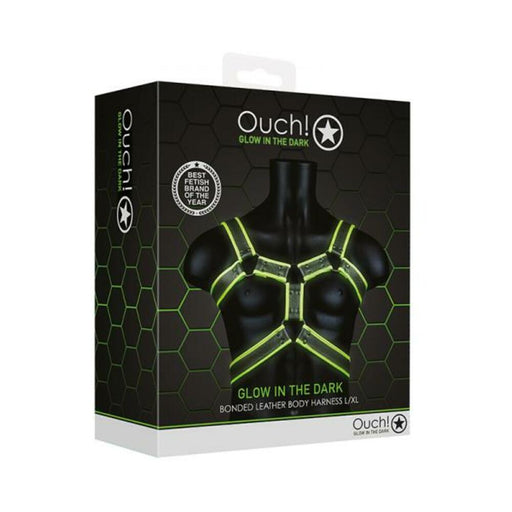 Ouch! Glow Body Harness - Glow In The Dark - Green - L/xl | SexToy.com