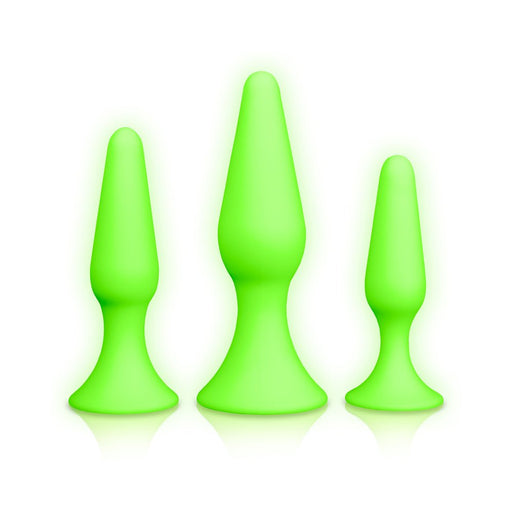 Ouch! Glow Butt Plug Set - Glow In The Dark - Green | SexToy.com