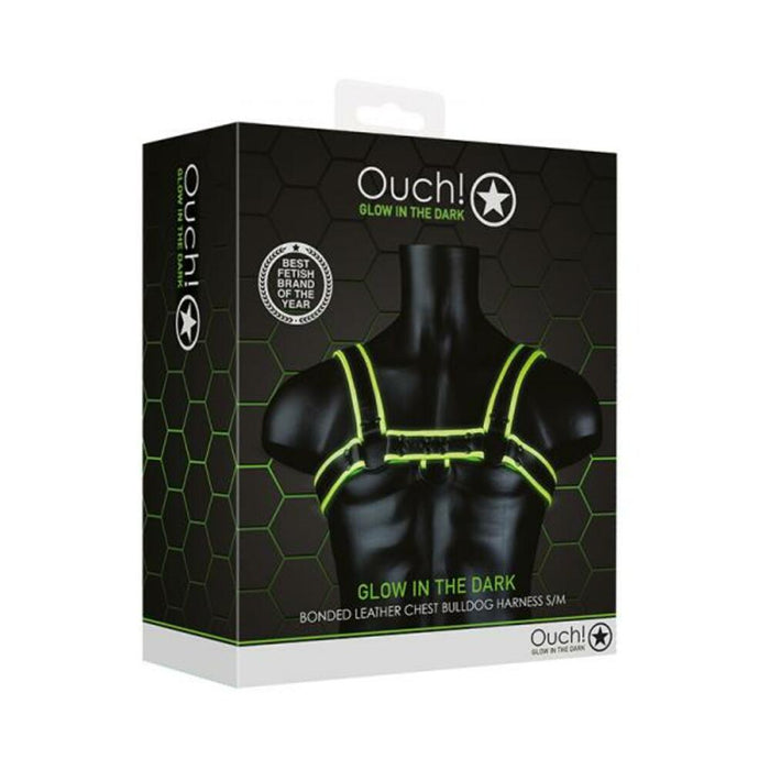 Ouch! Glow Chest Bulldog Harness  - Glow In The Dark - Green - S/m | SexToy.com