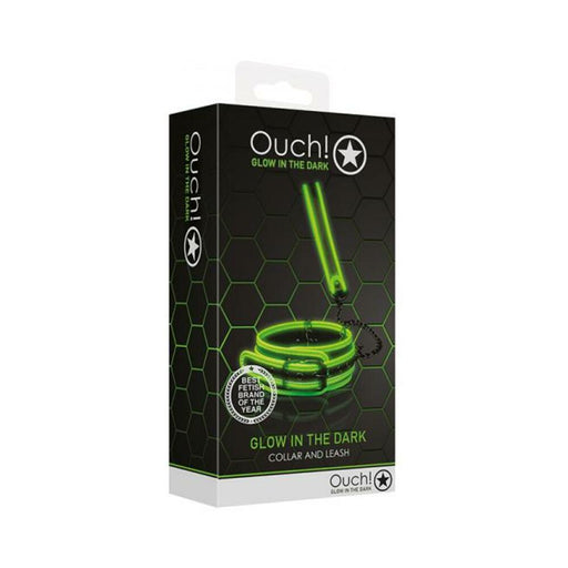 Ouch! Glow Collar And Leash - Glow In The Dark - Green | SexToy.com
