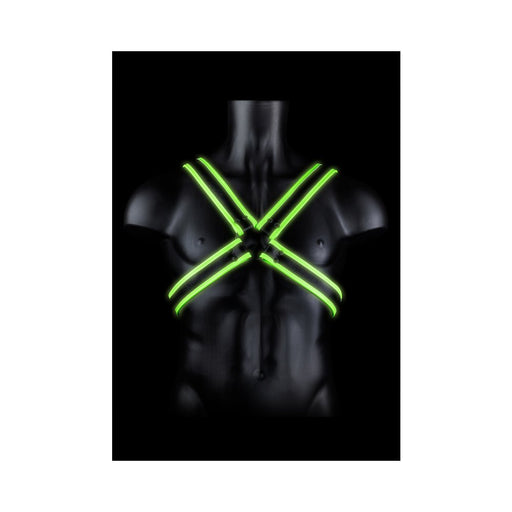 Ouch! Glow Cross Harness - Glow In The Dark - Green - L/xl - SexToy.com