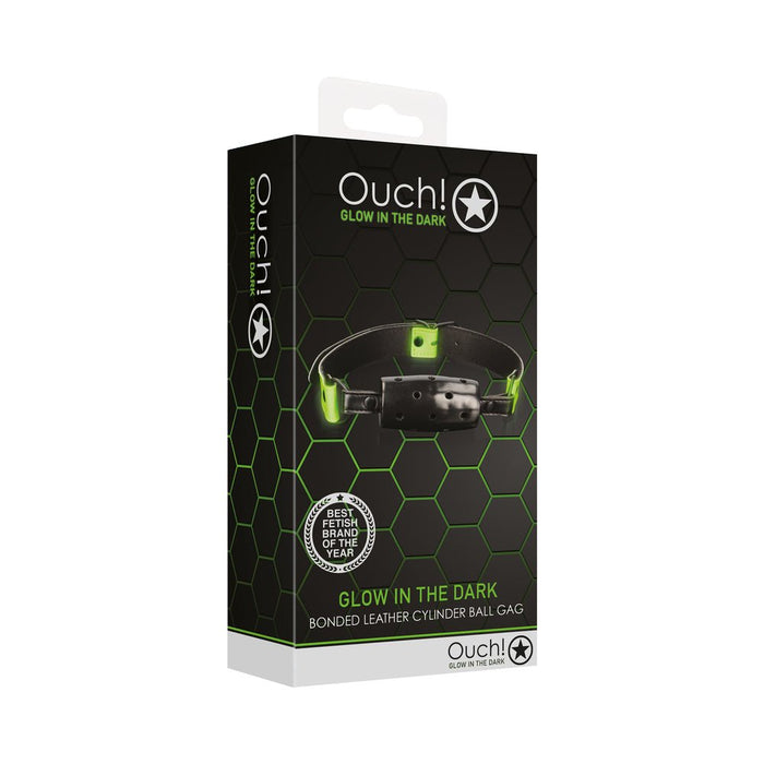 Ouch! Glow Cylinder Gag - Glow In The Dark - Green - SexToy.com