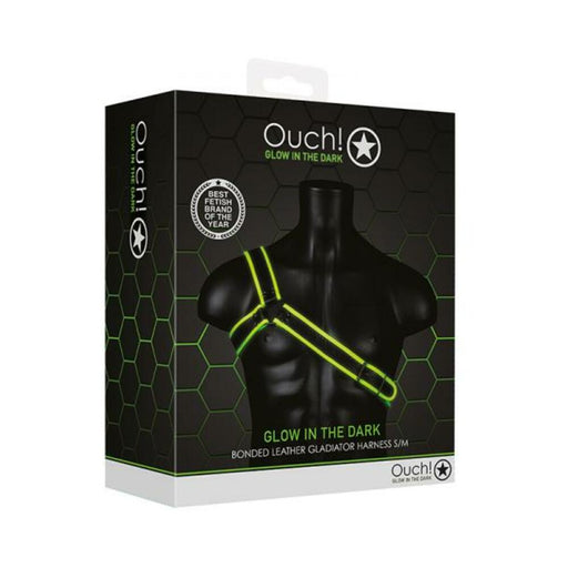 Ouch! Glow Gladiator Harness - Glow In The Dark - Green - S/m | SexToy.com