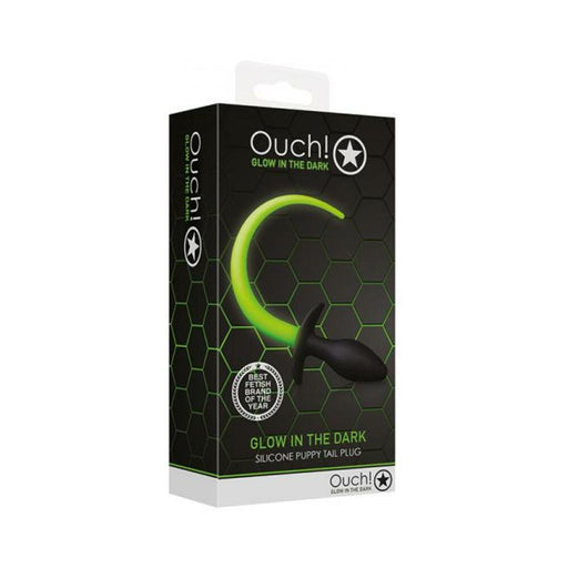 Ouch! Glow Puppy Tail Plug - Glow In The Dark - Green | SexToy.com