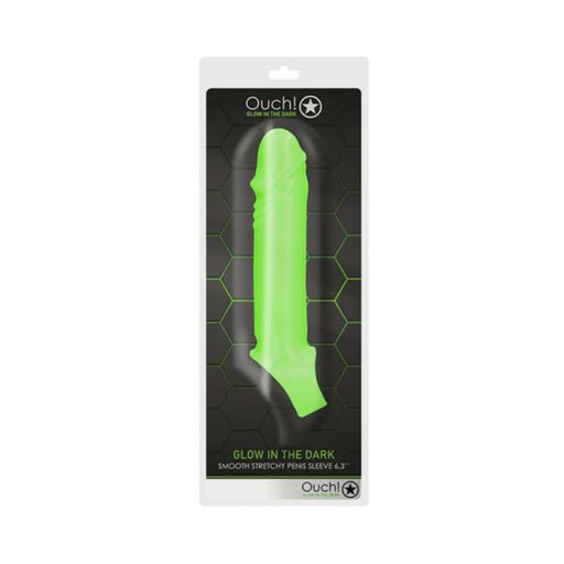 Ouch! Glow Smooth Stretchy Penis Sleeve - Glow In The Dark - Green | SexToy.com