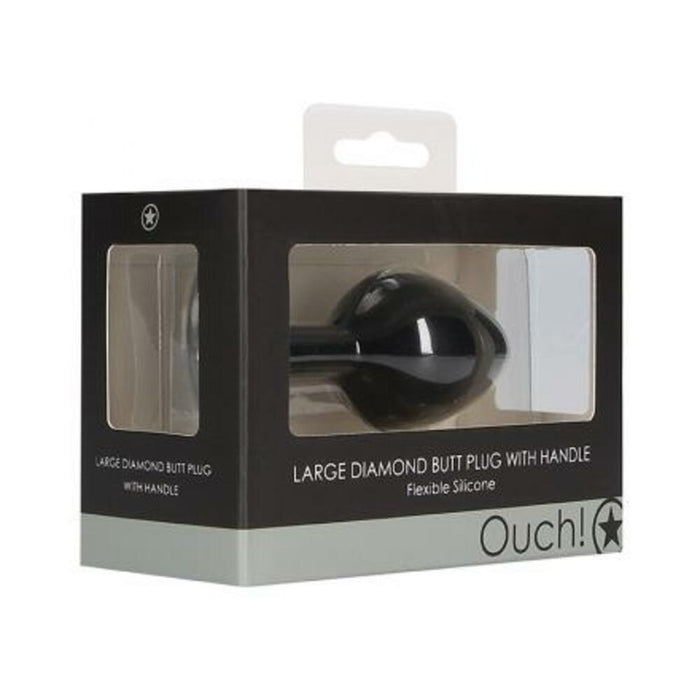 Ouch! Large Diamond Butt Plug With Handle - Black | SexToy.com