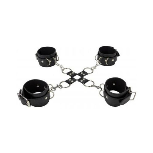 Ouch Leather Hand And Leg Cuffs Hogtie - SexToy.com