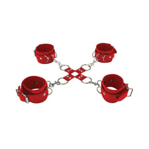 Ouch Leather Hand And Leg Cuffs Hogtie - SexToy.com