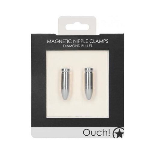 Ouch Magnetic Nipple Clamps - Diamond Bullet - Silver | SexToy.com