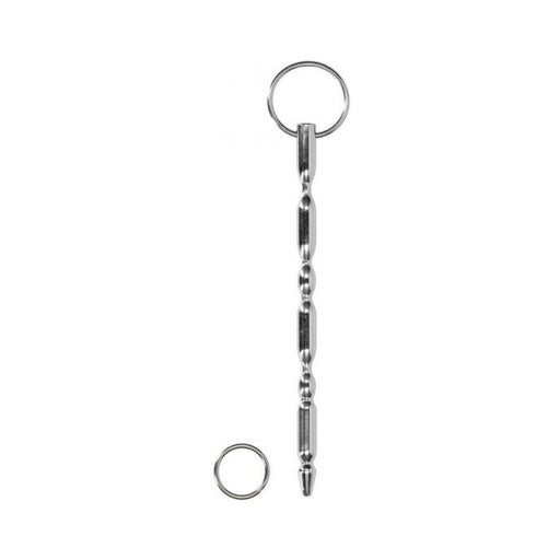 Ouch! Urethral Sounding - Metal Dilator With Ring - Ribbed - 9.5 Mm | SexToy.com