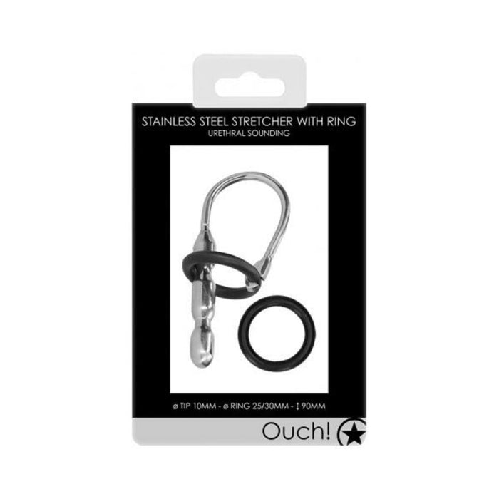 Ouch! Urethral Sounding - Metal Stretcher With Ring - 10 Mm | SexToy.com