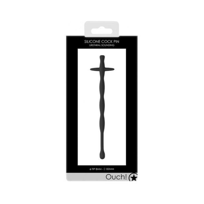 Ouch! Urethral Sounding - Silicone Cock Pin - Black - 8 Mm | SexToy.com