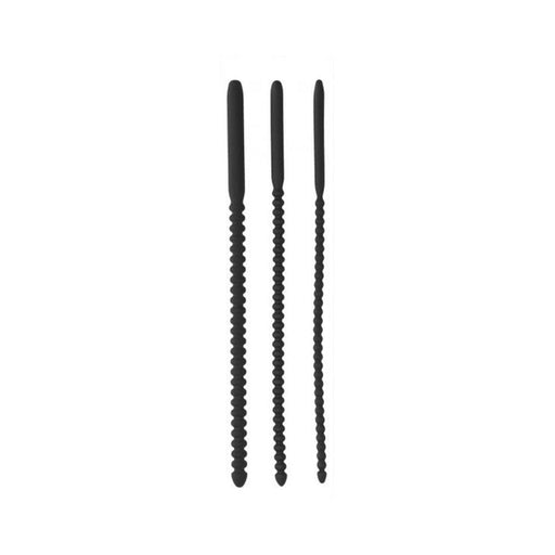 Ouch! Urethral Sounding - Silicone Dilator Set - Black - 6/8/10 Mm | SexToy.com