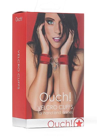 Ouch Velcro Cuffs For Hand And Ankles Red | SexToy.com