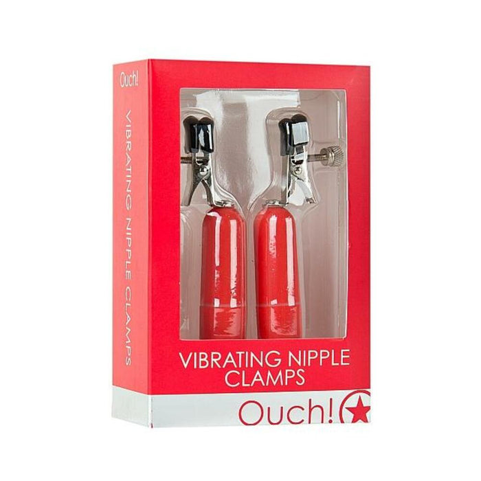 Ouch Vibrating Nipple Clamps Red - SexToy.com