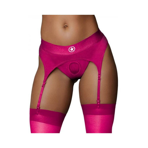 Ouch! Vibrating Strap-on Thong With Adjustable Garters Pink M/l - SexToy.com