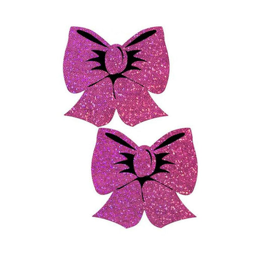 Pastease Bow: Hot Pink Glitter Bows Nipple Pasties | SexToy.com