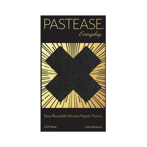 Pastease Everyday Reusable Vegan Suede Cross Pasties Black - SexToy.com