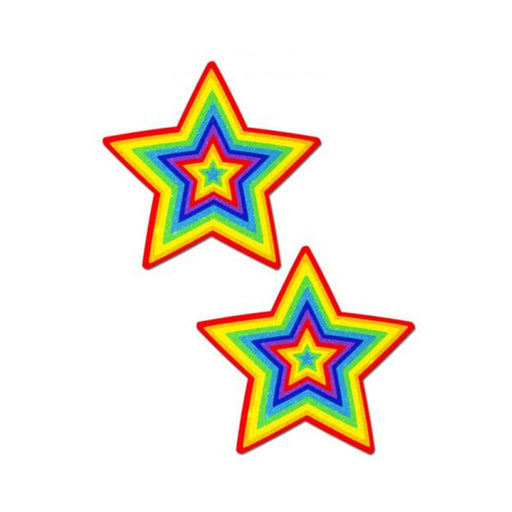 Pastease Glitter Pumping Star Pasties Rainbow - SexToy.com