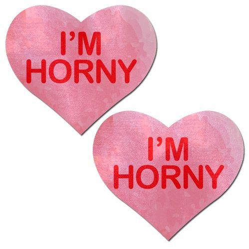 Pastease I'm Horny Heart Pasties Pink Red O/S | SexToy.com
