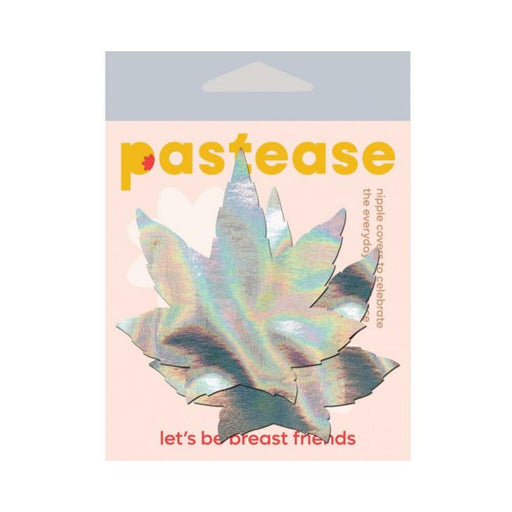 Pastease Indica Pot Leaf Silv Holographic Weed Nipple Pasties - SexToy.com