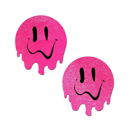 Pastease Melty Smiley Face Neon Pink Pasties - SexToy.com