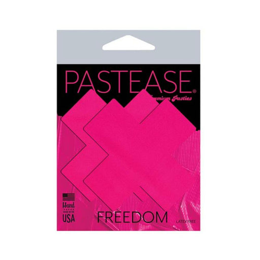 Pastease Plus X: Neon Pink Day-glow Lycra Cross Nipple Pasties | SexToy.com