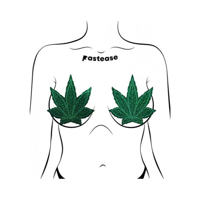 Pastease Pot Leaf Glitter Green Fuller Coverage - SexToy.com