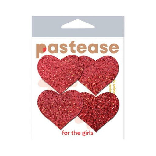Pastease Premium Petites Glitter Heart - Red O/s Pack Of 2 Pair - SexToy.com