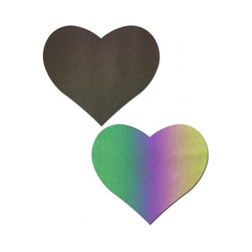 Pastease Reflective Rainbow Heart Nipple Pasties - SexToy.com