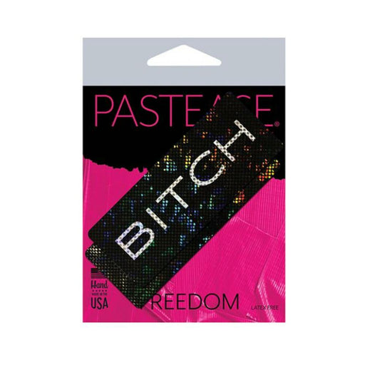 Pastease Shattered Glass Disco Ball Black "bitch" Bar Nipple Pasties | SexToy.com