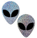 Pastease Silver Glitter Alien With Black Eyes Pasties | SexToy.com