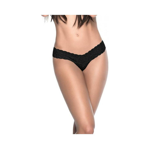 Patterned Lace Thong Black Md - SexToy.com