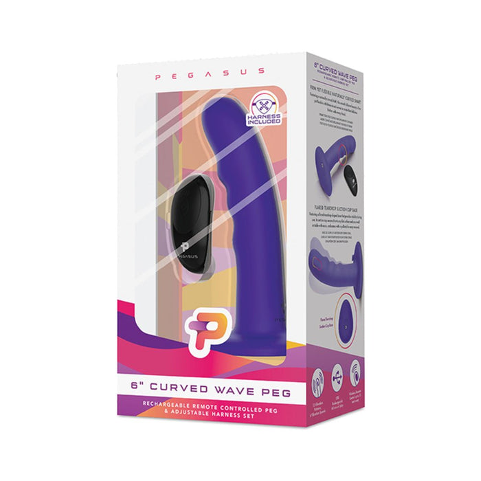 Pegasus 6" Wireless Remote Control Curved Wave Peg With Harness Purple | SexToy.com
