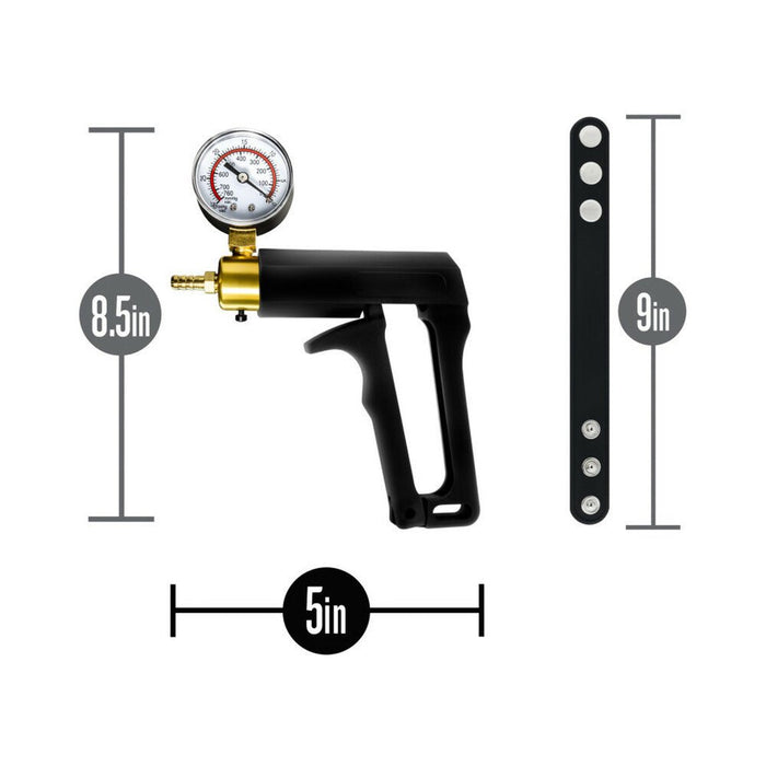 Performance - Gauge Pump Trigger With Silicone Tubing And Silicone Cock Strap - Black - SexToy.com