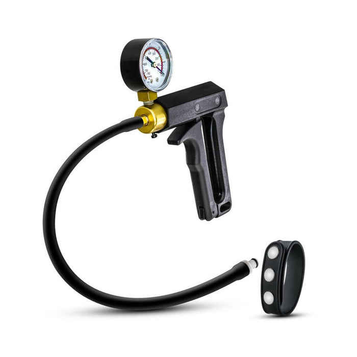 Performance - Gauge Pump Trigger With Silicone Tubing And Silicone Cock Strap - Black - SexToy.com