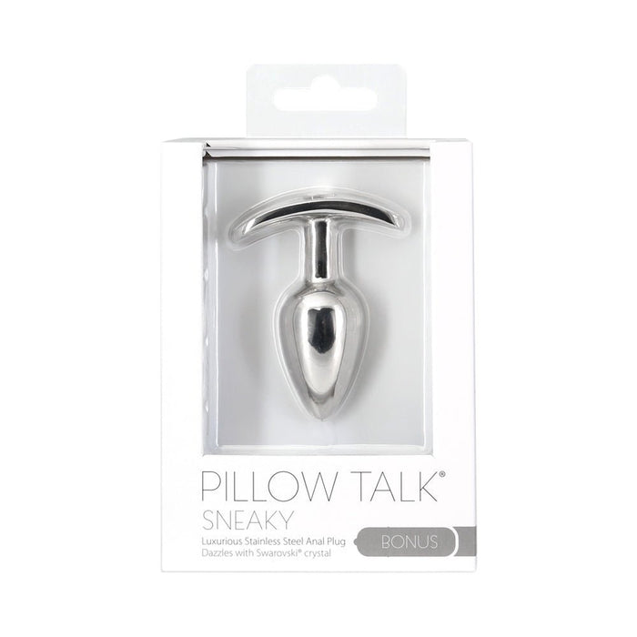 Pillow Talk Sneaky Stainless Steel Butt Plug With Swarovski Crystal - SexToy.com