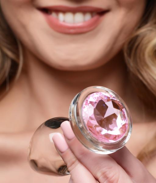 Pink Gem Glass Anal Plug - Large | SexToy.com