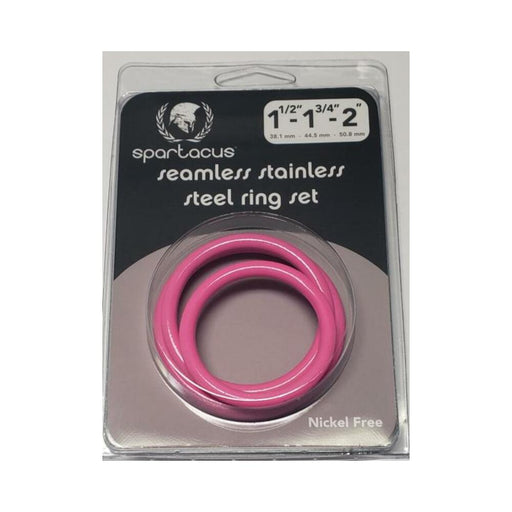 Pink Stainless Steel C-ring Set - 1.5 1.75" 2" " - SexToy.com