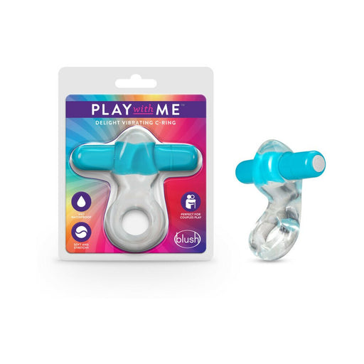 Play With Me - Delight Vibrating C-ring - Blue - SexToy.com