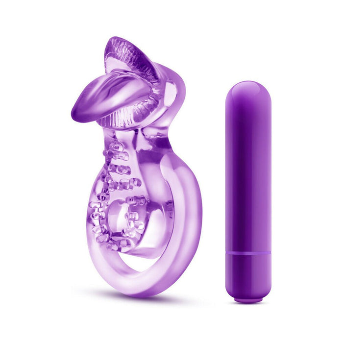Play With Me - Lick It - Vibrating Double Strap Cockring - Purple - SexToy.com