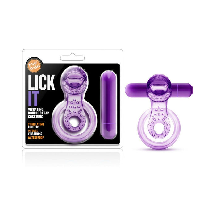 Play With Me - Lick It - Vibrating Double Strap Cockring - Purple - SexToy.com