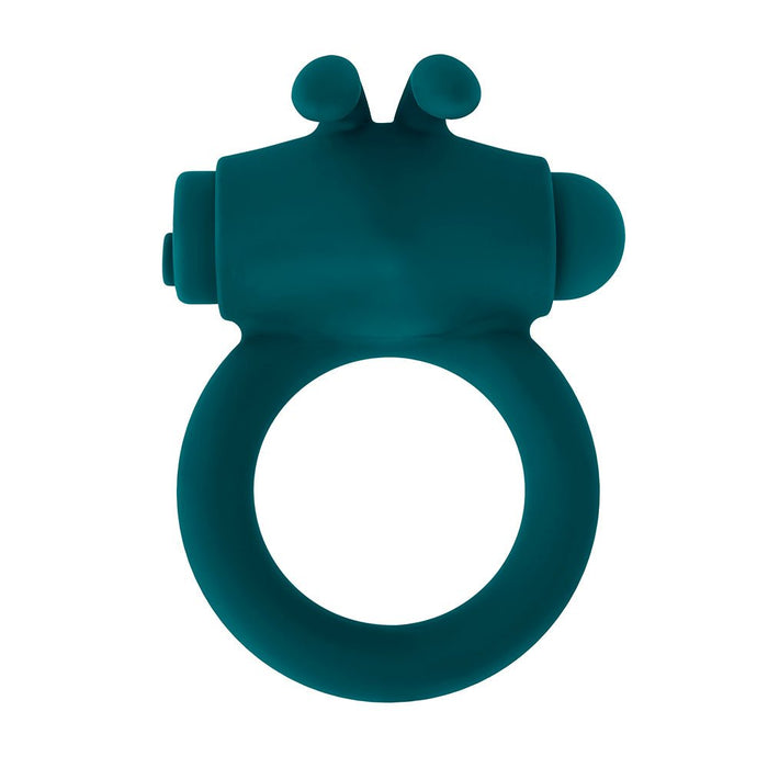 Playboy Bunny Buzzer Rechargeable Vibrating Silicone Cockring With Stimulator Deep Teal - SexToy.com
