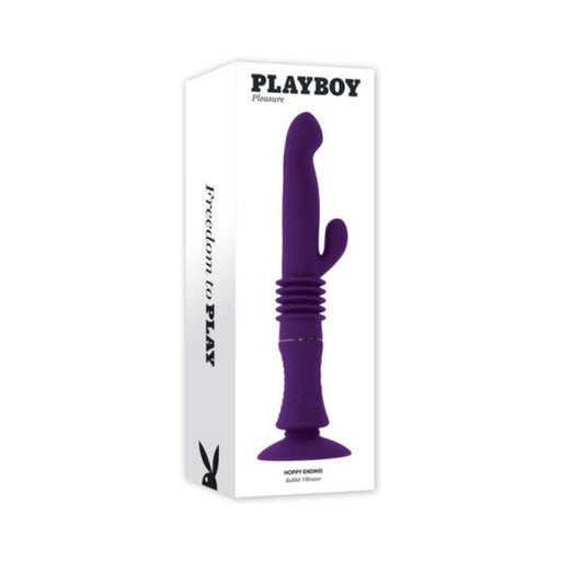 Playboy Hoppy Ending Rechargeable Silicone Thrusting Rabbit Vibrator Acai - SexToy.com