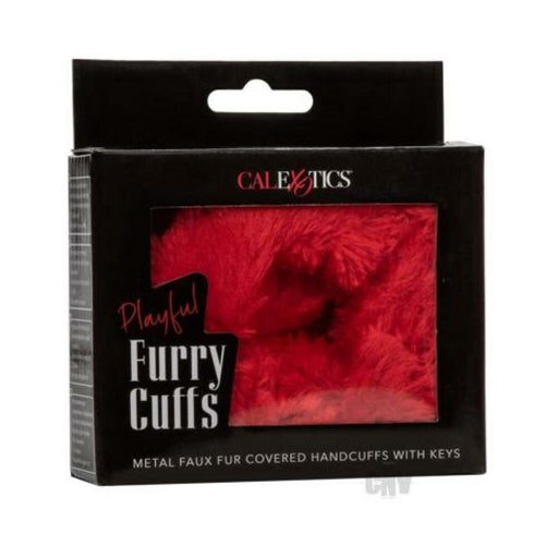 Playful Furry Cuffs Red - SexToy.com