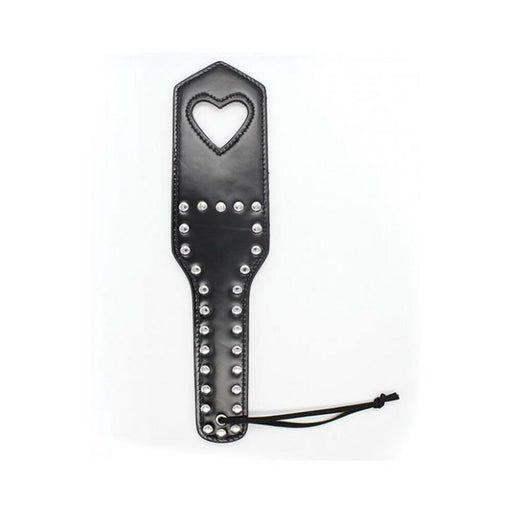 Plesur Cut-out Heart W/studs Paddle - Black - SexToy.com