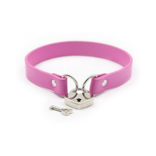 Ple'sur Pvc Collar With Heart Lock & Key Pink | SexToy.com
