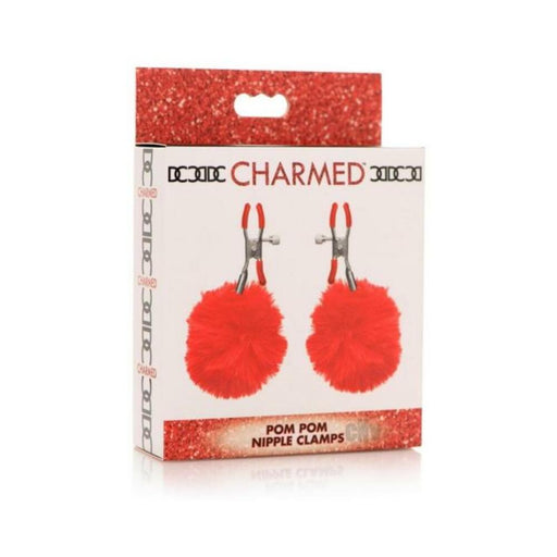 Pom Pom Nipple Clamps - Red - SexToy.com