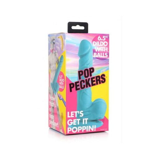 Pop Peckers Dildo W/balls 6.5 Blue - SexToy.com