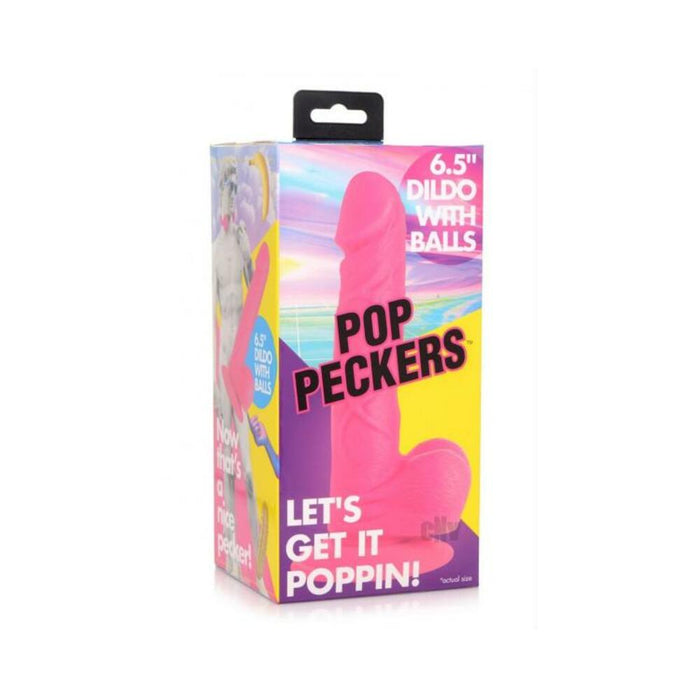 Pop Peckers Dildo W/balls 6.5 Pink - SexToy.com